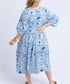 Elm Dolce Tile Midi Dress - Ocean Blue/White