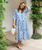 Elm Dolce Tile Midi Dress - Ocean Blue/White