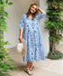 Elm Dolce Tile Midi Dress - Ocean Blue/White