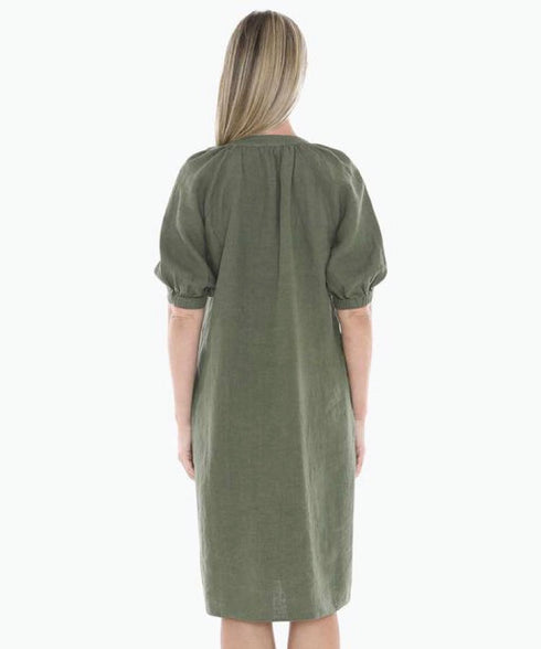 Jump Button Neck Dress - Basil CD