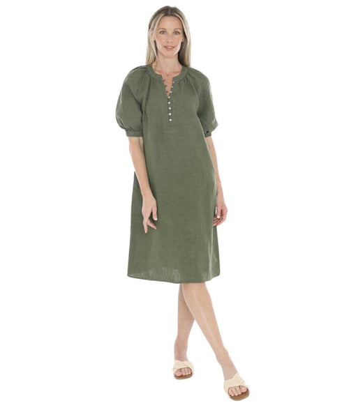 Jump Button Neck Dress - Basil CD