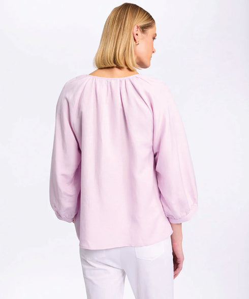 Marco Polo Raglan Sleeve Peasant Top - Pink Salt