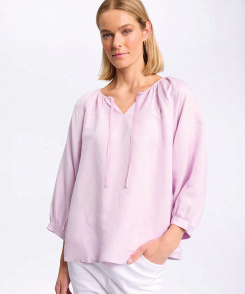 Marco Polo Raglan Sleeve Peasant Top - Pink Salt