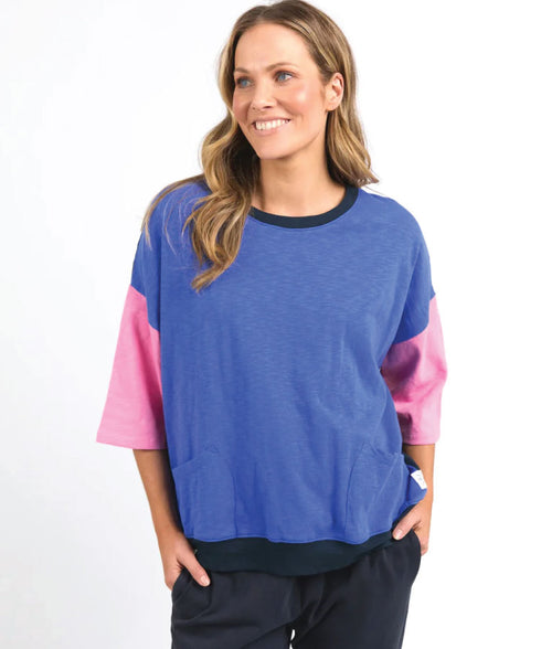 Elm Mazie Colour Block Sweat - Blue