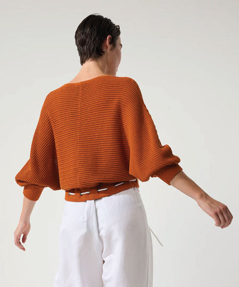 Marco Polo Open Knit Bomber - Rust