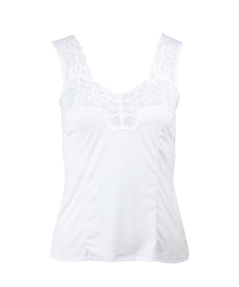 Essence Lingerie - Cutaway Lace Singlet -White