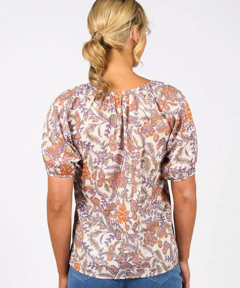 Vassalli Tuscany Printed V Neck Top