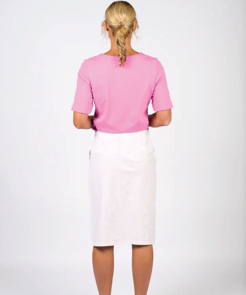 Vassalli Flat Front Pull On Skirt - White