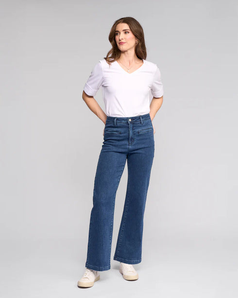 Vassalli Wide Leg Full Length Peace Jean (5015) - Indigo