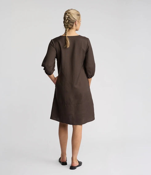 Vassalli Newman V Neck Dress - Chocolate