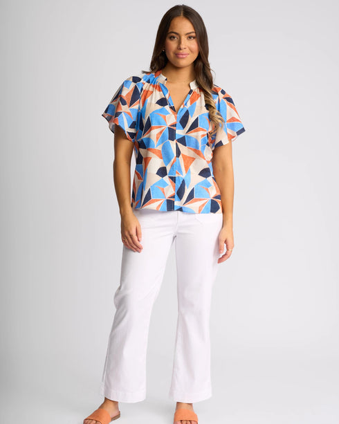 Vassalli Nyla V Neck Top with floaty sleeve - Row