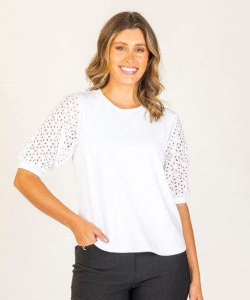 Maglia Bonnie EMB Sleeve Tee - White