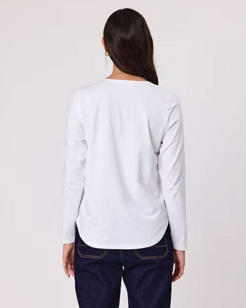 Duo Essential Long Sleeve Tee - White Lines Print