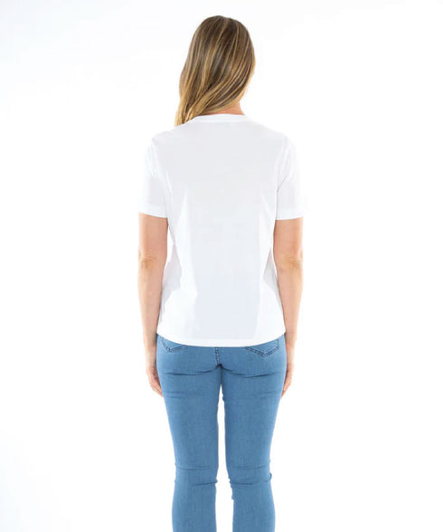 Jump Beaded Palm Tree Tee - White