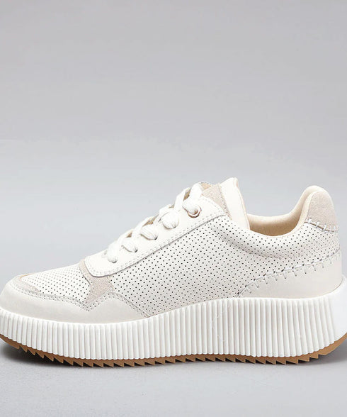 Mintiz Dina Zip and Lace Sneaker - Cream/ Beige