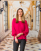 Democracy Kaitlyn Plain Rouched Cuff Blouse - Raspberry