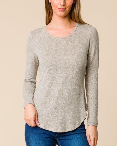 Democracy Lisa Plain Knit Top - Natural