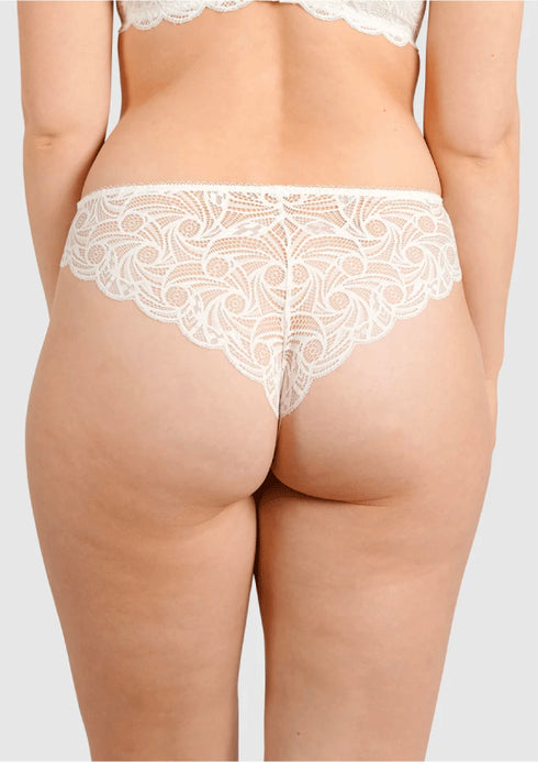 Sans Complexe Ariane Lace Brazilian Cut Brief - Ivory