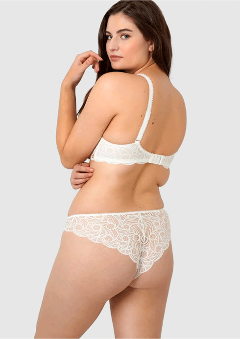 Sans Complexe Ariane Lace Brazilian Cut Brief - Ivory
