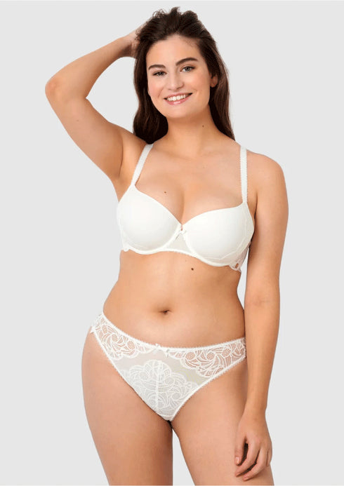Sans Complexe Ariane Lace Brazilian Cut Brief - Ivory