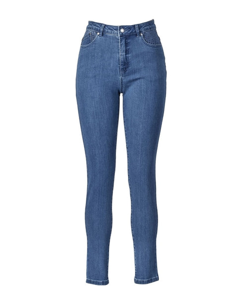 Vassalli Basket Weave Skinny Leg Jean 5535 - New Blue