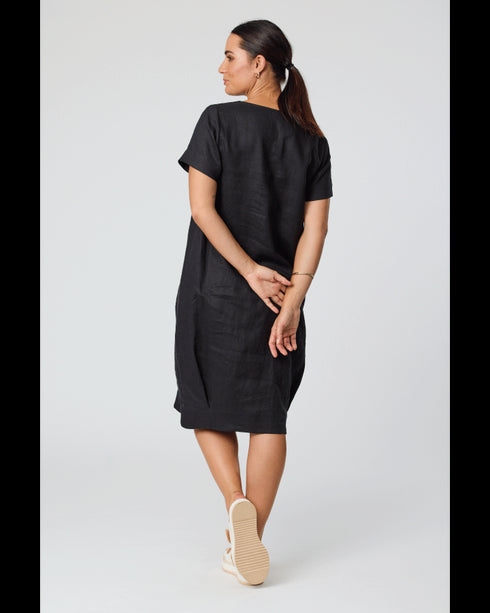Soft Pocket Linen Dress Riviera Blue (note shown in Navy)