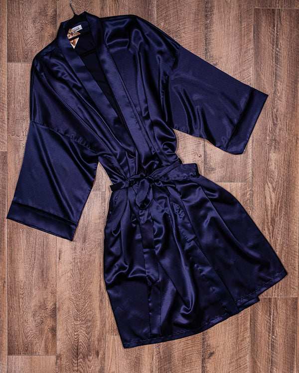 Essence Short Banded Robe - Midnight Navy