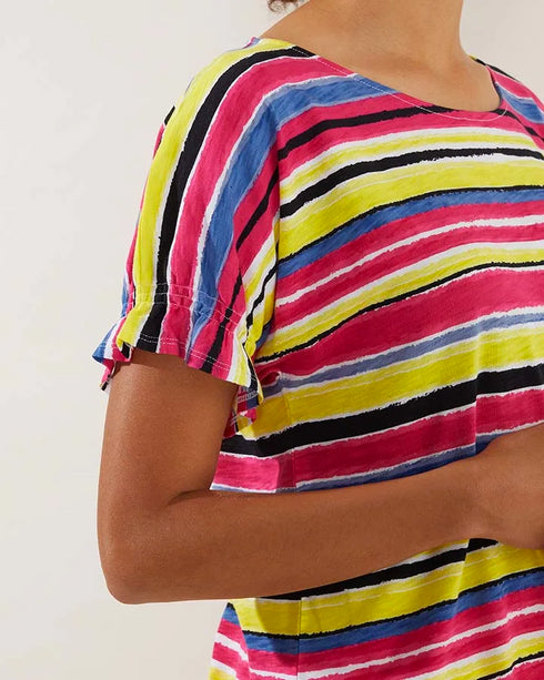 Yarra Trail Arcadia Stripe Tee- Magenta