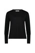 Vassalli Merino Round Neck Top with Shoulder Detail - Black
