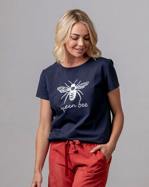 Moss Queen Bee Tee Blue
