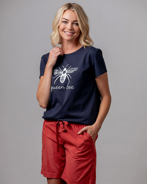 Moss Queen Bee Tee Blue