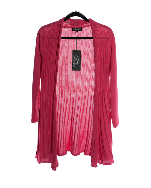 Vivid Pleat Detail Long Cardigan Dusty Pink
