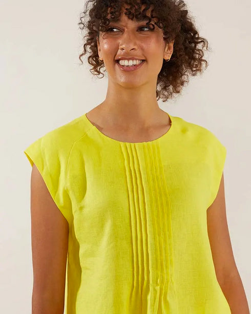 Yarra Trail Pin Tucked Sleeveless Sunshine Top