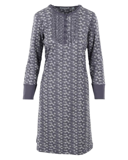 Yuu Ditsy Ruffle Night Dress - Gunmetal