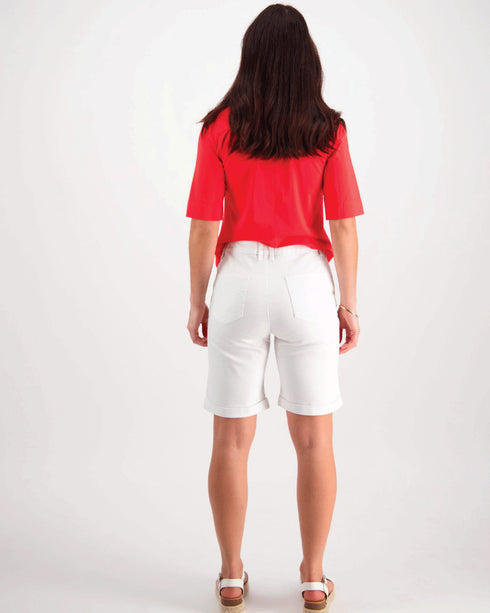 Vassalli Denim Slim Leg above the knee Shorts - White
