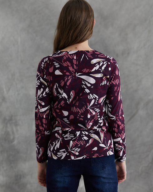 Yarra Trail Foliage Print Long Sleeve Top