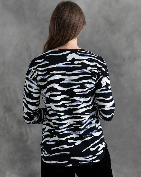 Yarra Trail Rough Waves Top Black/Blue