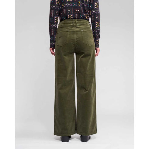 Vassalli Empire Wide Full Length Cord Pant - Deep Sage