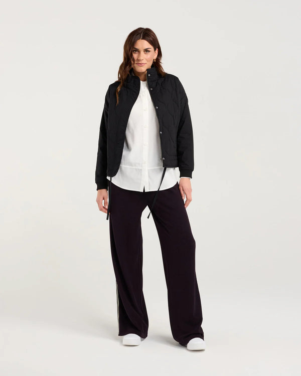 Black Stone Helena Rib Cuff Quilted Jacket - Black