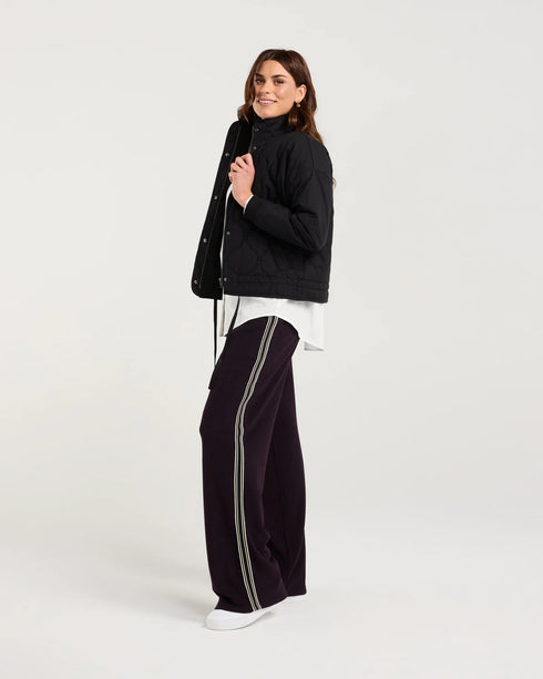 Black Stone Helena Rib Cuff Quilted Jacket - Black