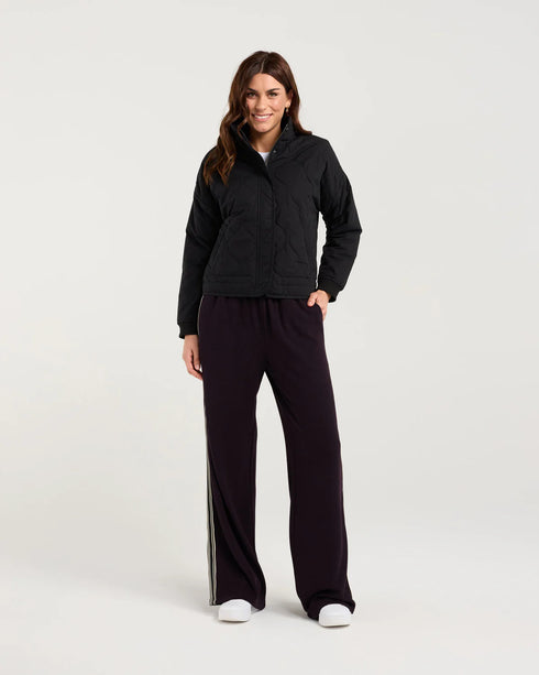 Black Stone Helena Rib Cuff Quilted Jacket - Black