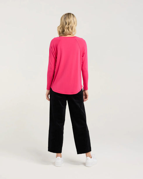 Black Stone Gershwin Print Front Top - Pink Carnation