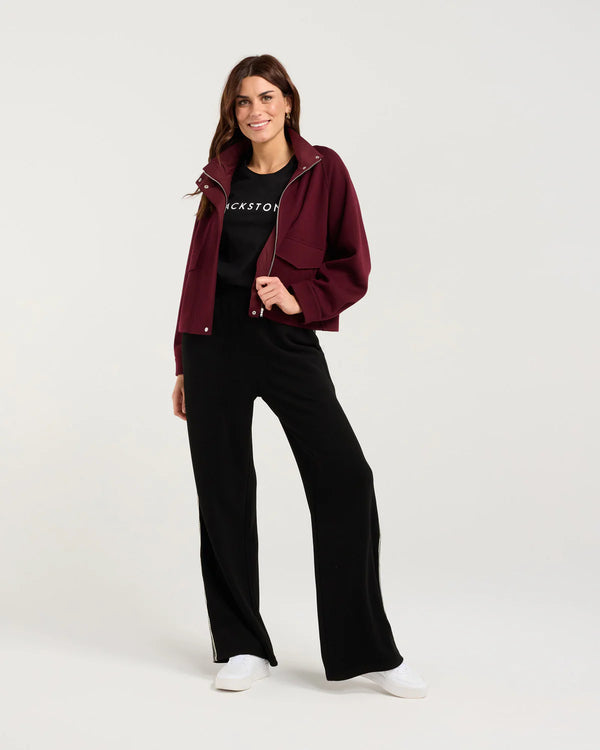 Black Stone Amaya Zip Front Crop Jacket - Shiraz