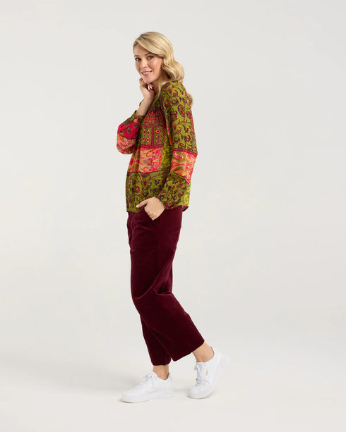 Black Stone Frances Gathered Yoke Top - Pink Pistachio