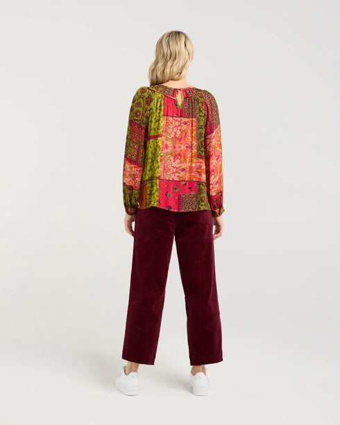 Black Stone Frances Gathered Yoke Top - Pink Pistachio