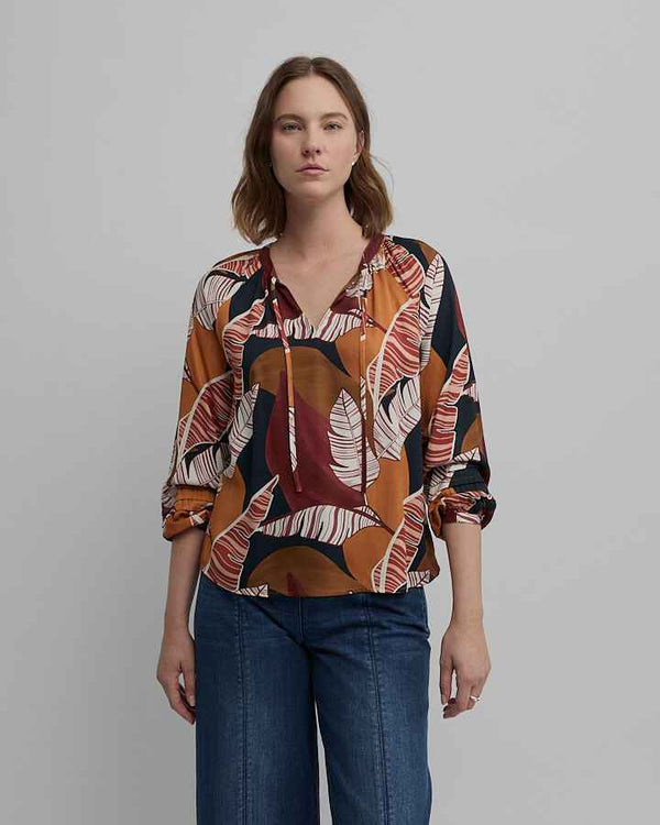 Yarra Trail Feather Stone Print Blouse