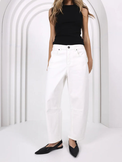 Monaco Toni Barrel Jeans - White