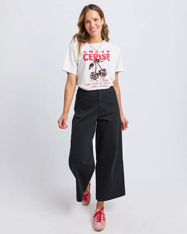 Elm Finley Ankle Length Wide Leg Pants - Black