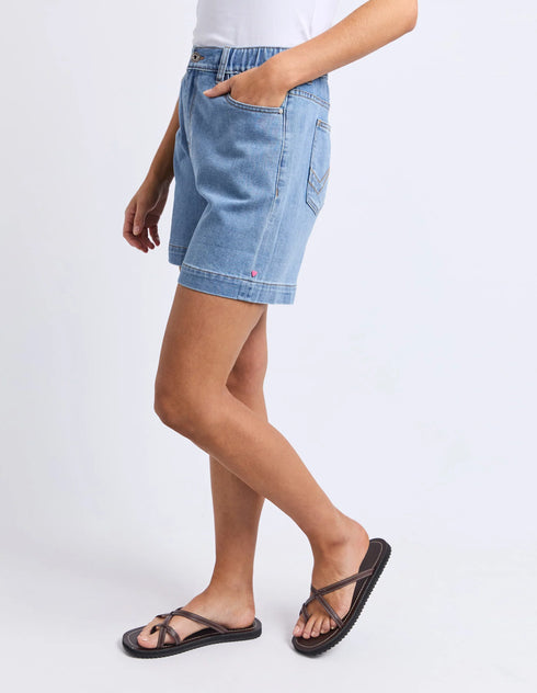 Elm Birdie Denim Short - Light Blue