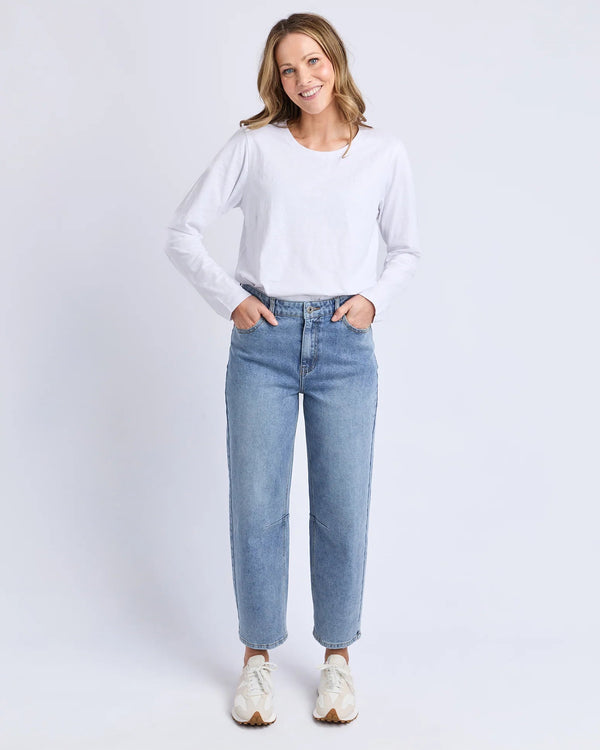 Elm Bessie Barrel Jean -  Mid Blue Wash
